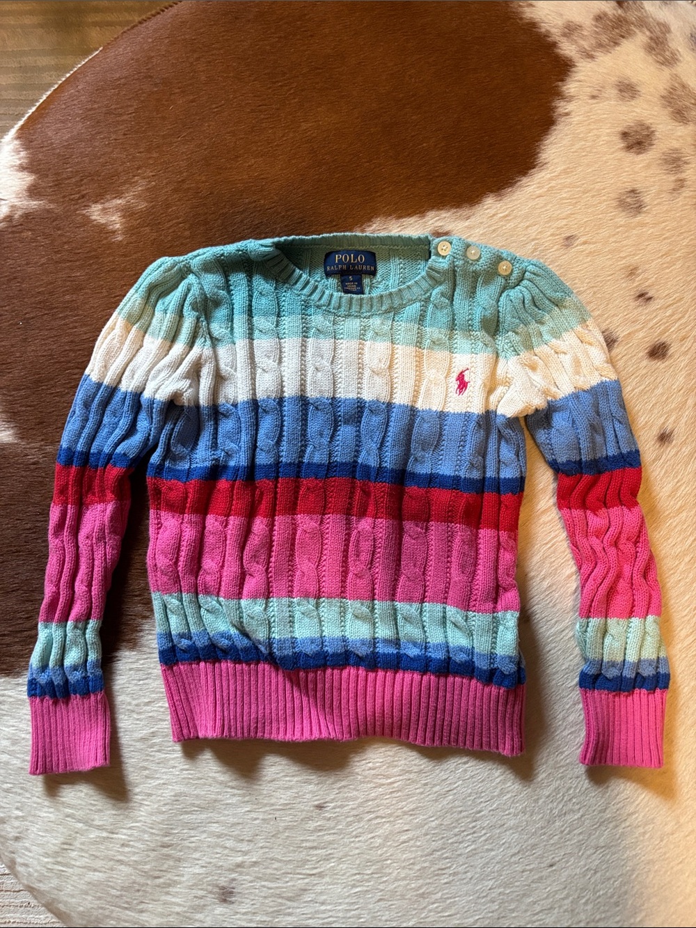 Polo by Ralph Lauren Multicolor Striped Cable-Knit 100% cotton Sweater